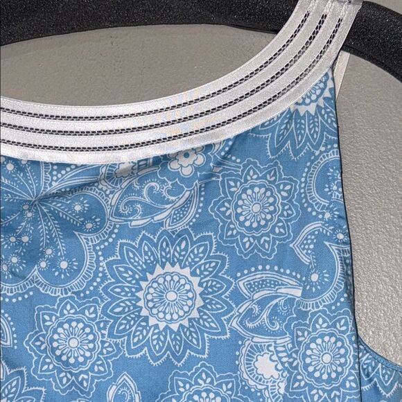 Ann Taylor Loft Dress Blue Floral Print 100% Cotton Sleeveless - Picture 13 of 14